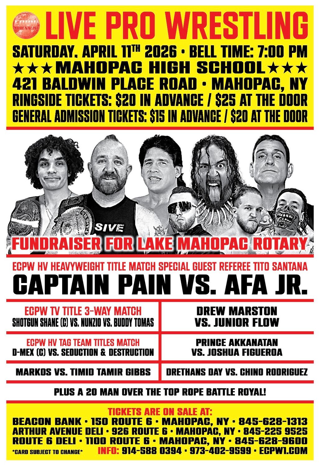 RINGSIDE ECPW at Mahopac High School (4/11/2026)
