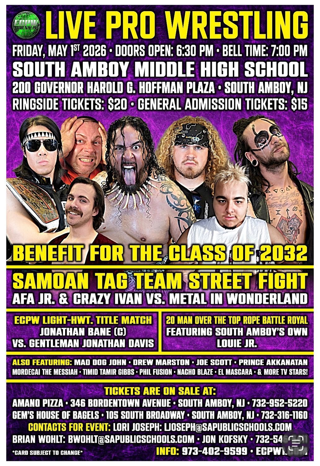 RINGSIDE ECPW at South Amboy Middle High School (5/1/2026)