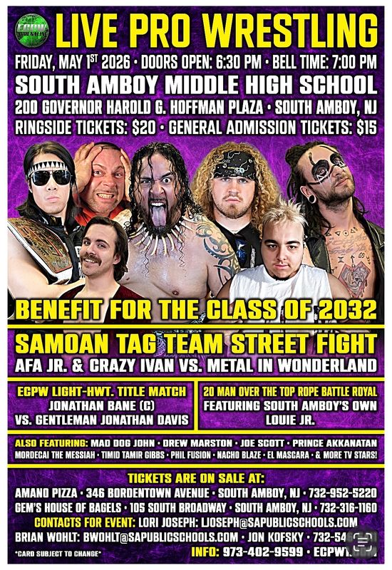RINGSIDE ECPW at South Amboy Middle High School (5/1/2026)