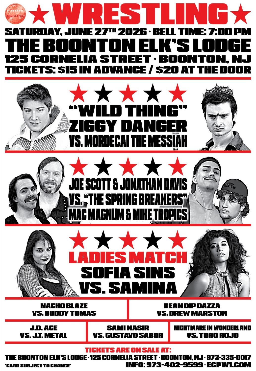 ECPW at Boonton Elk's Lodge (6/27/2026)
