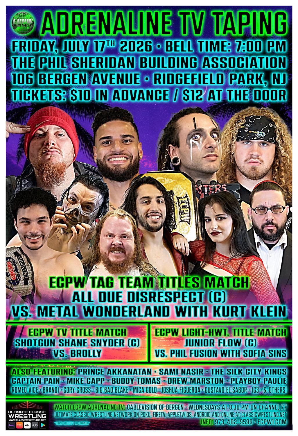 ECPW Adrenaline TV taping July 2026 Ticket
