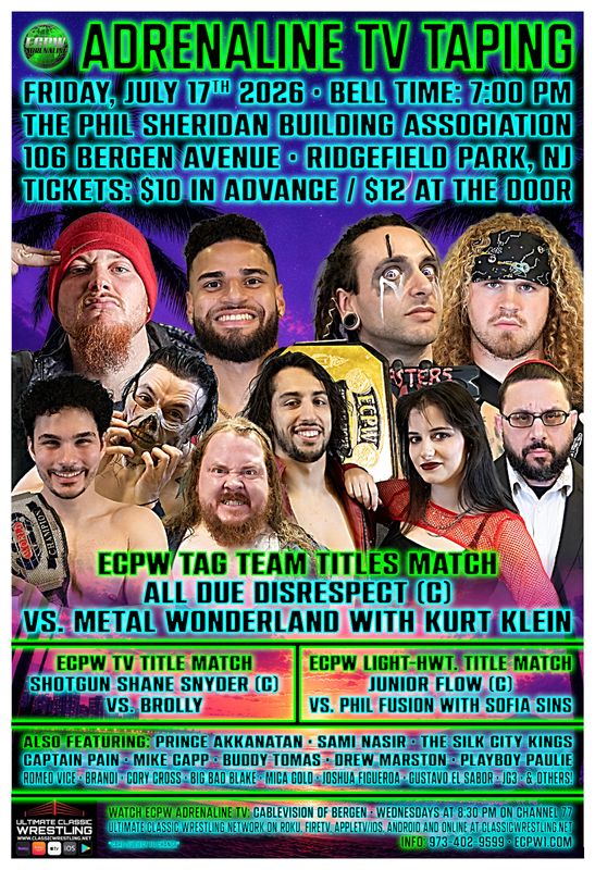 ECPW Adrenaline TV taping July 2026 Ticket