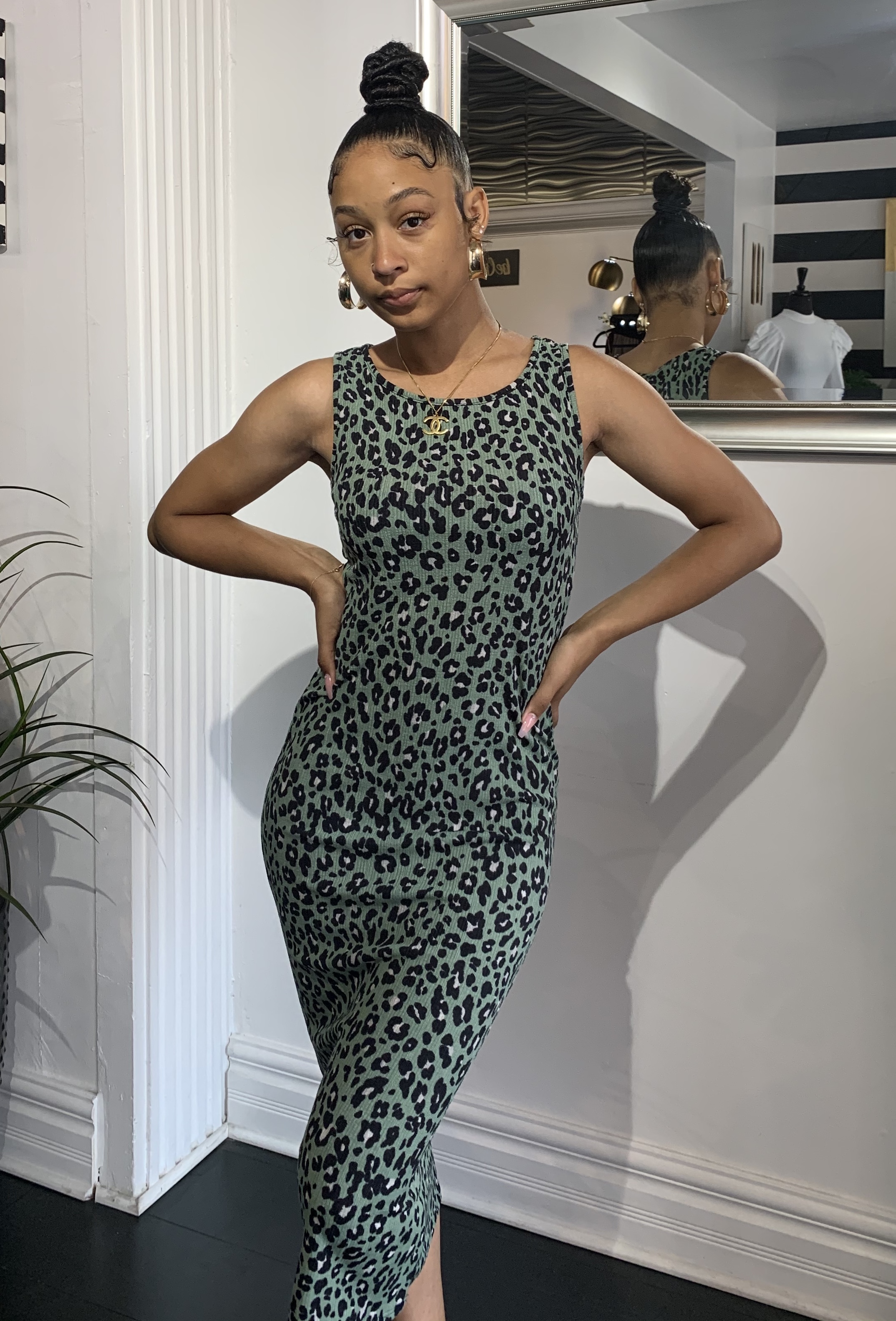 Sharifa Ribbed Knit Midi Dress