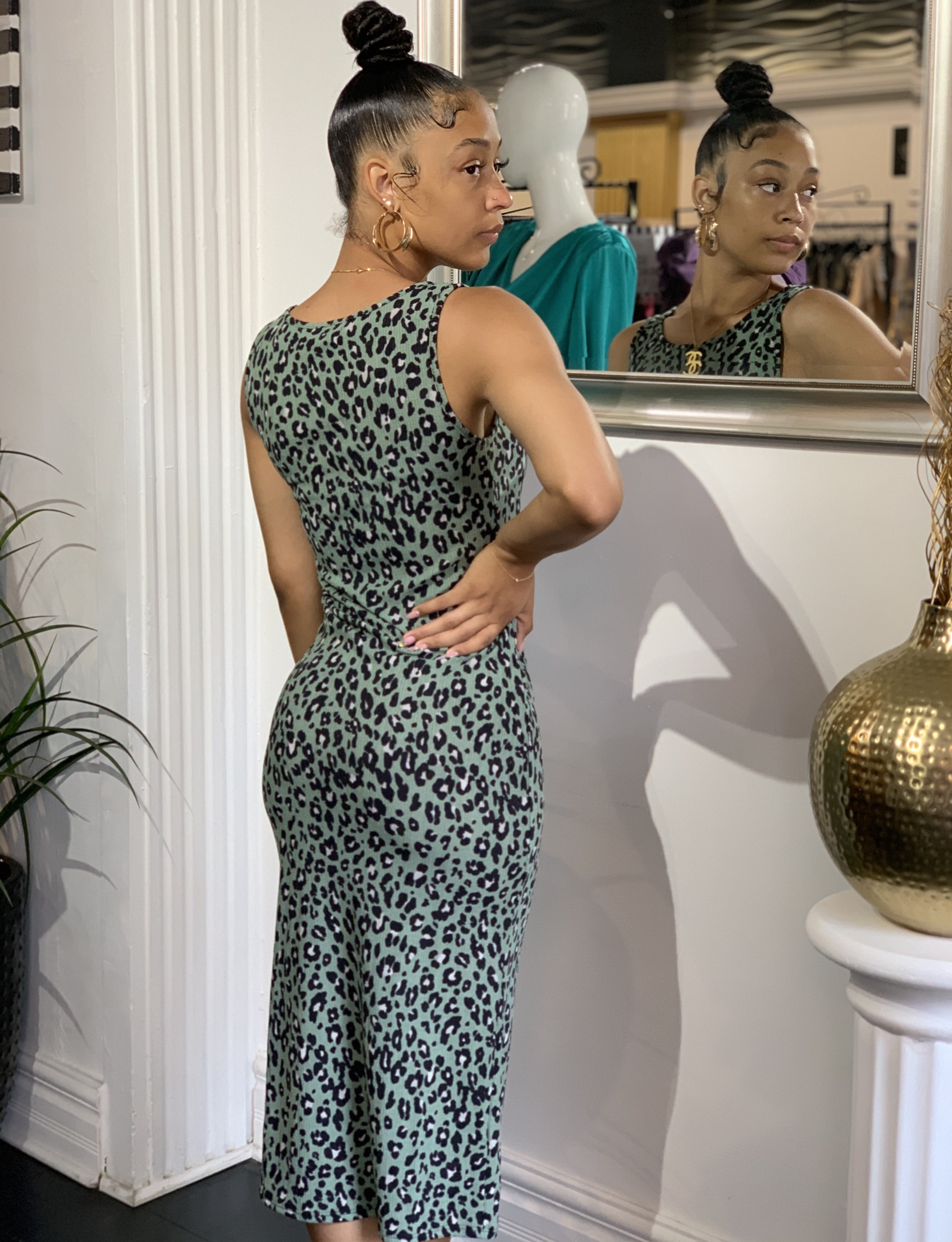 Sharifa Ribbed Knit Midi Dress