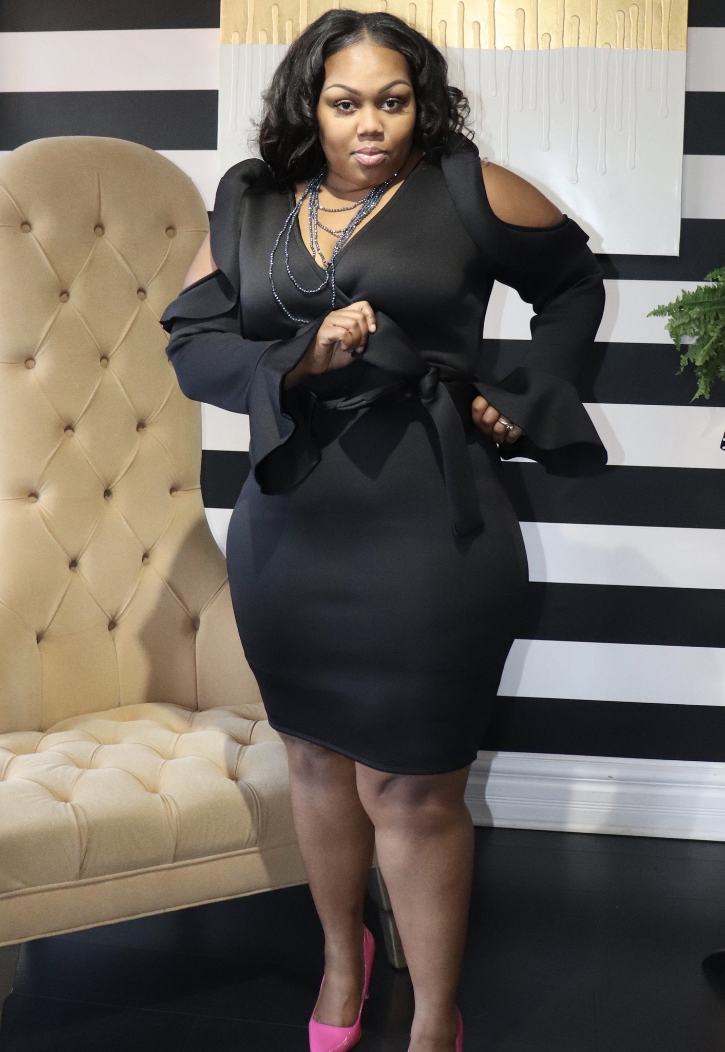 Adrianna Open Shoulder Dress
