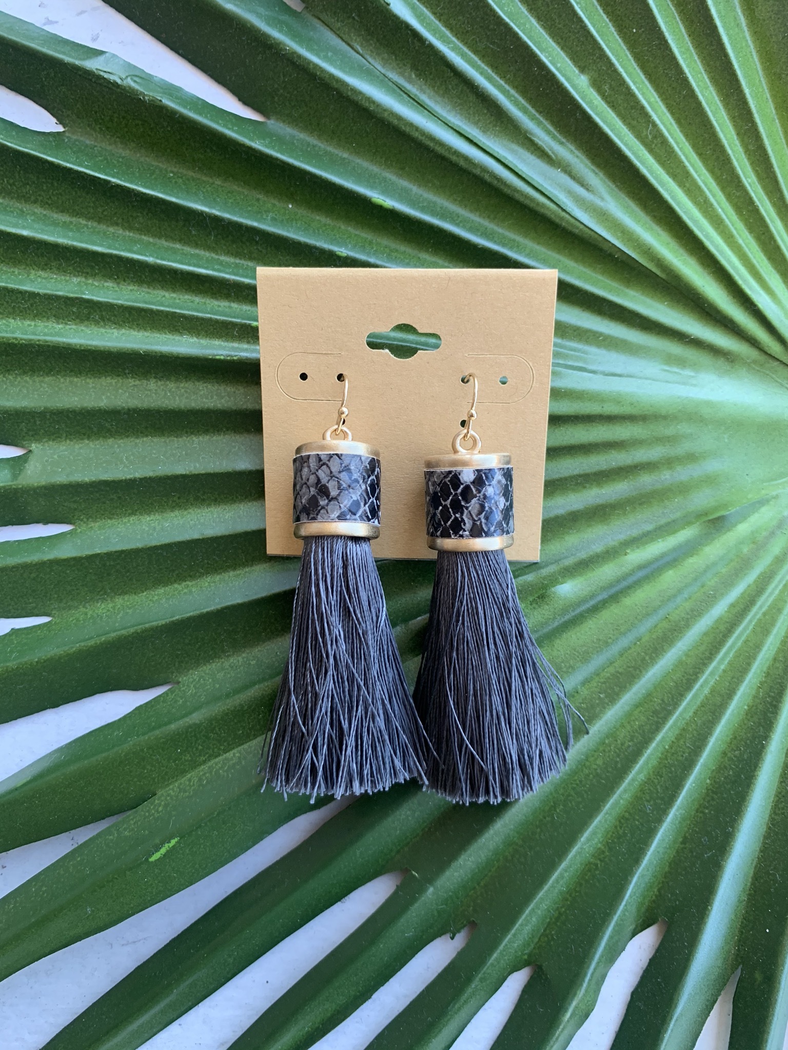 Ramiah Tassel Earrings-Dark Grey UPAC0001-RAMIAH-DARKGREY