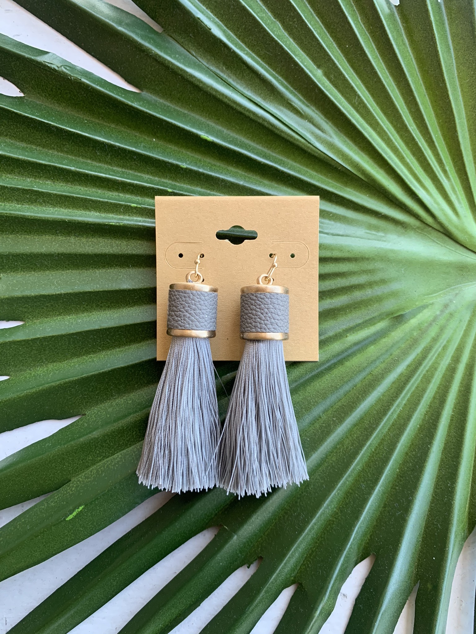 Ramiah Tassel Earrings-Light Grey UPAC0001-RAMIAH-LIGHTGREY