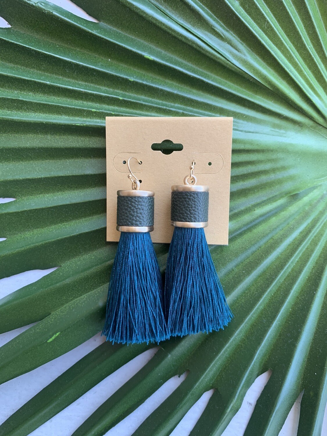 Ramiah Tassel Earrings-Dark Teal