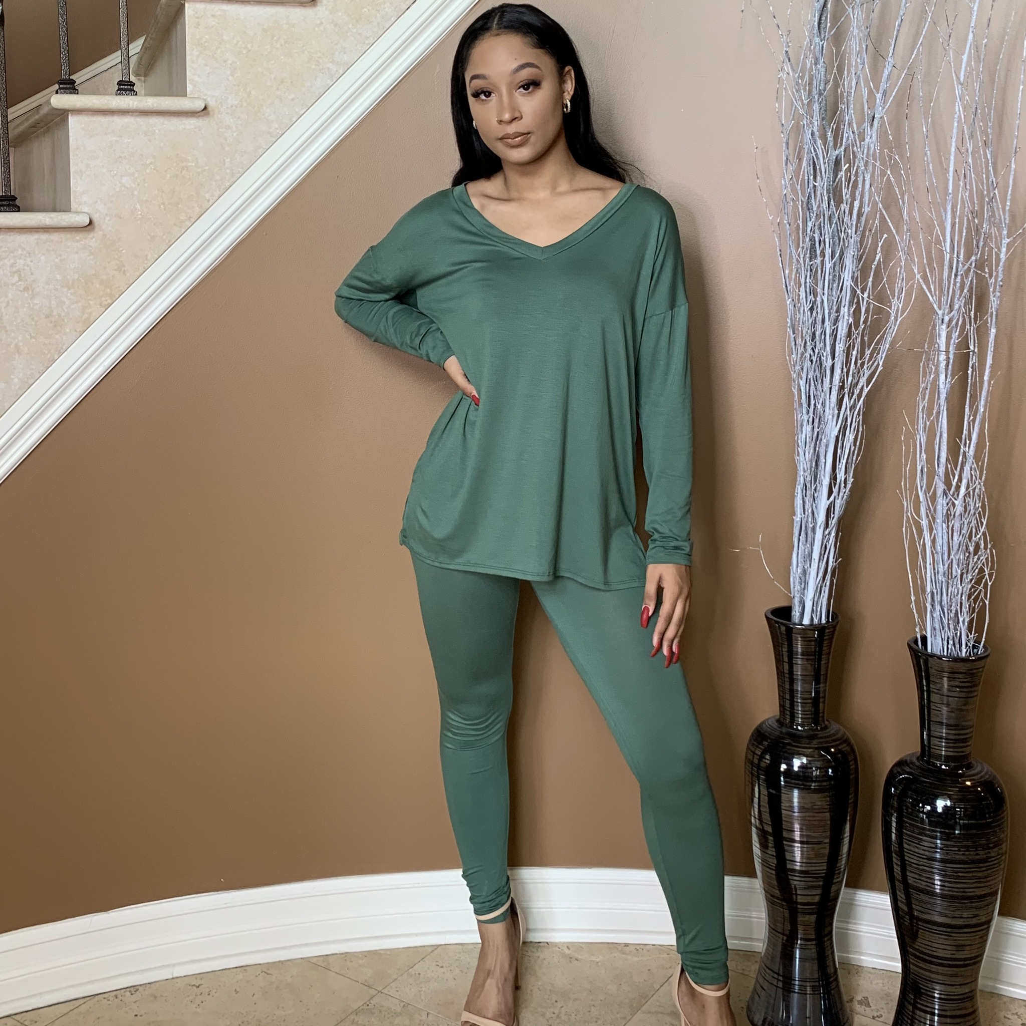 Max Chillin Two Piece Set-Olive UP2P934-MAXCHILLINOLIVE