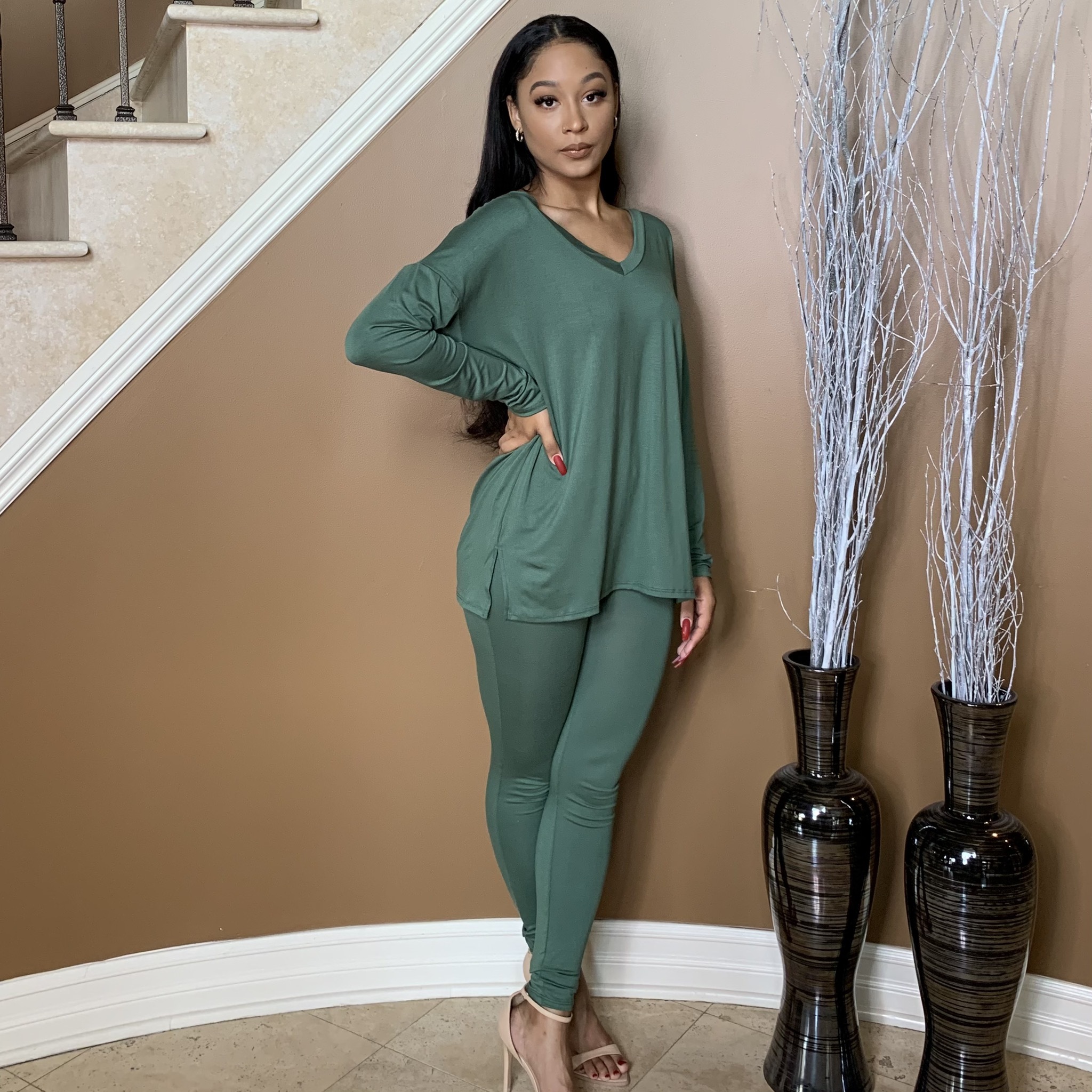Max Chillin Two Piece Set-Olive
