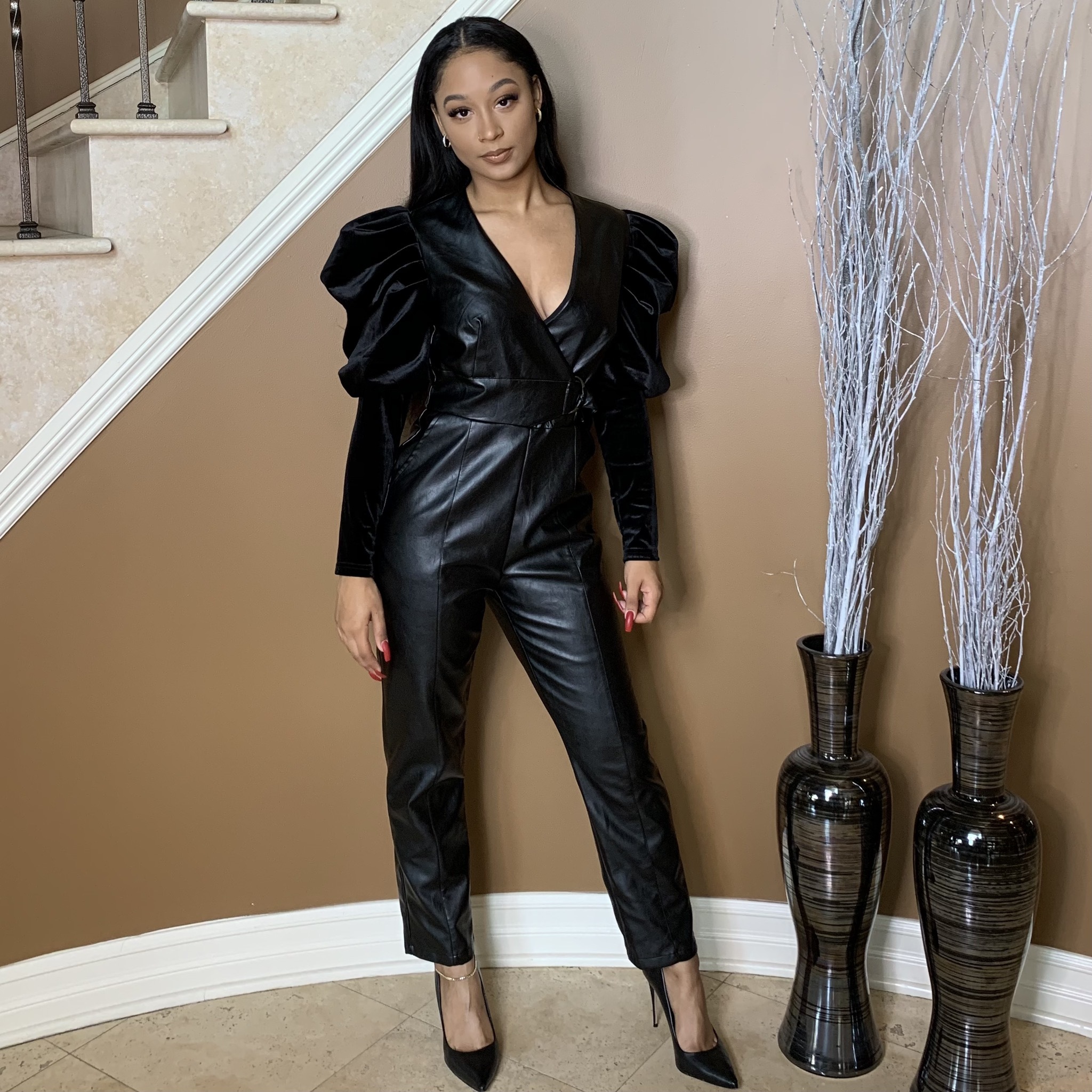 Thriller Faux Leather Jumpsuit UPJS914-THRILLER