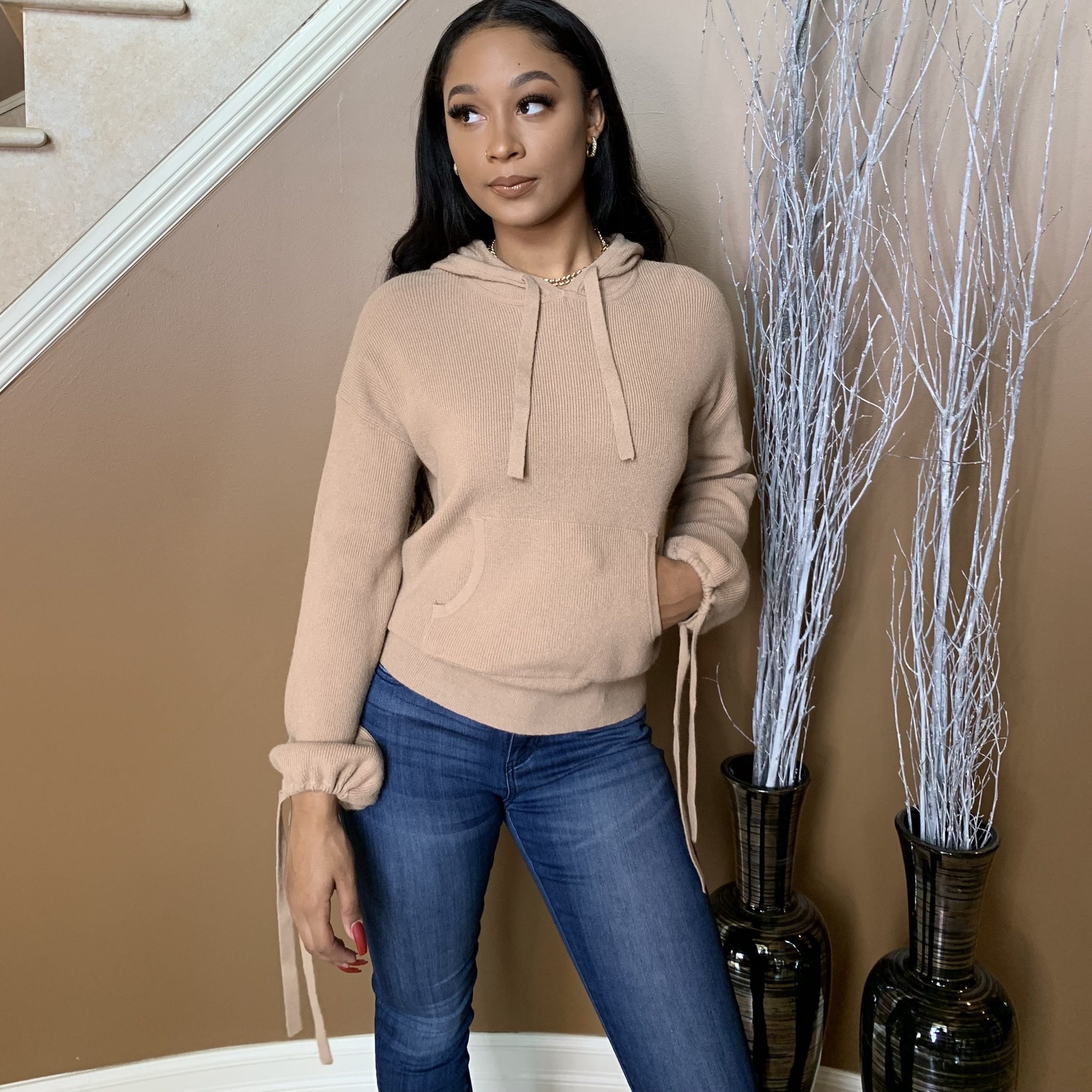Vanilla Latte Hooded Sweater UPSW684-VANILLALATTE-SMALL