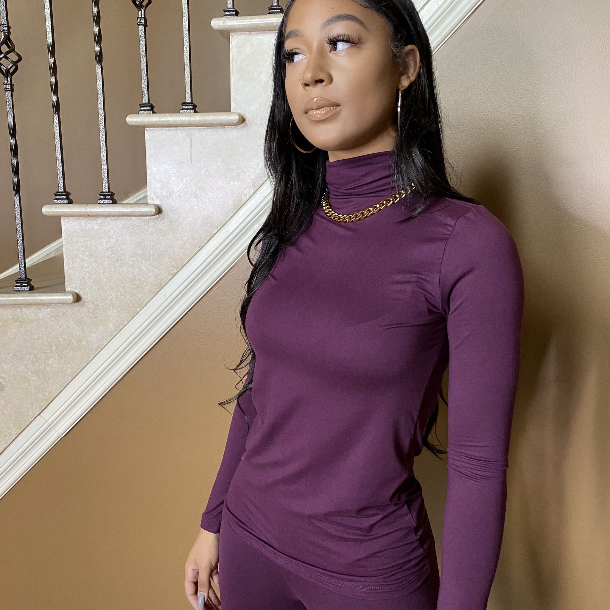 Light Work Two Piece Set-Dark Plum