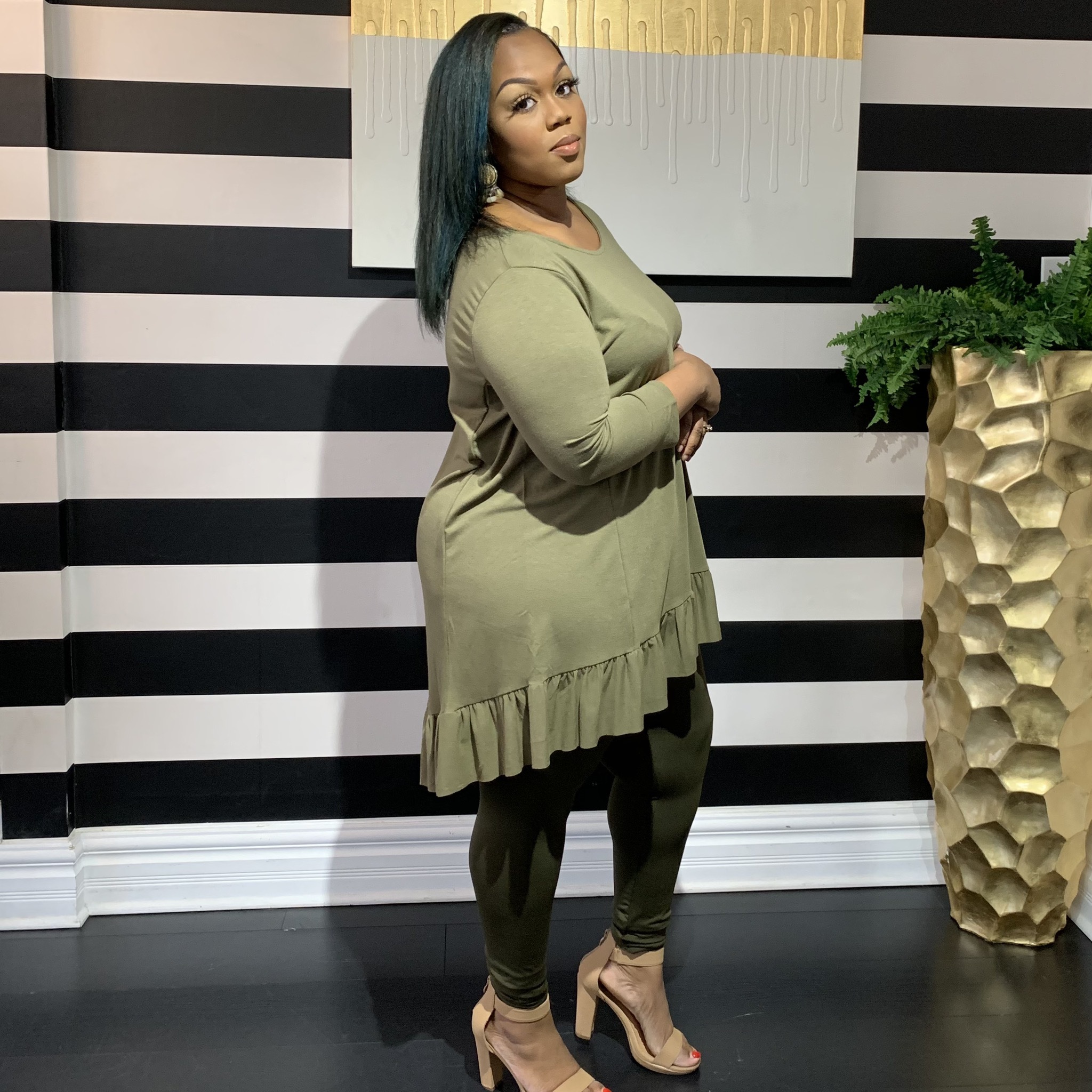 Buttercup Two Piece Set-Curvy-Olive