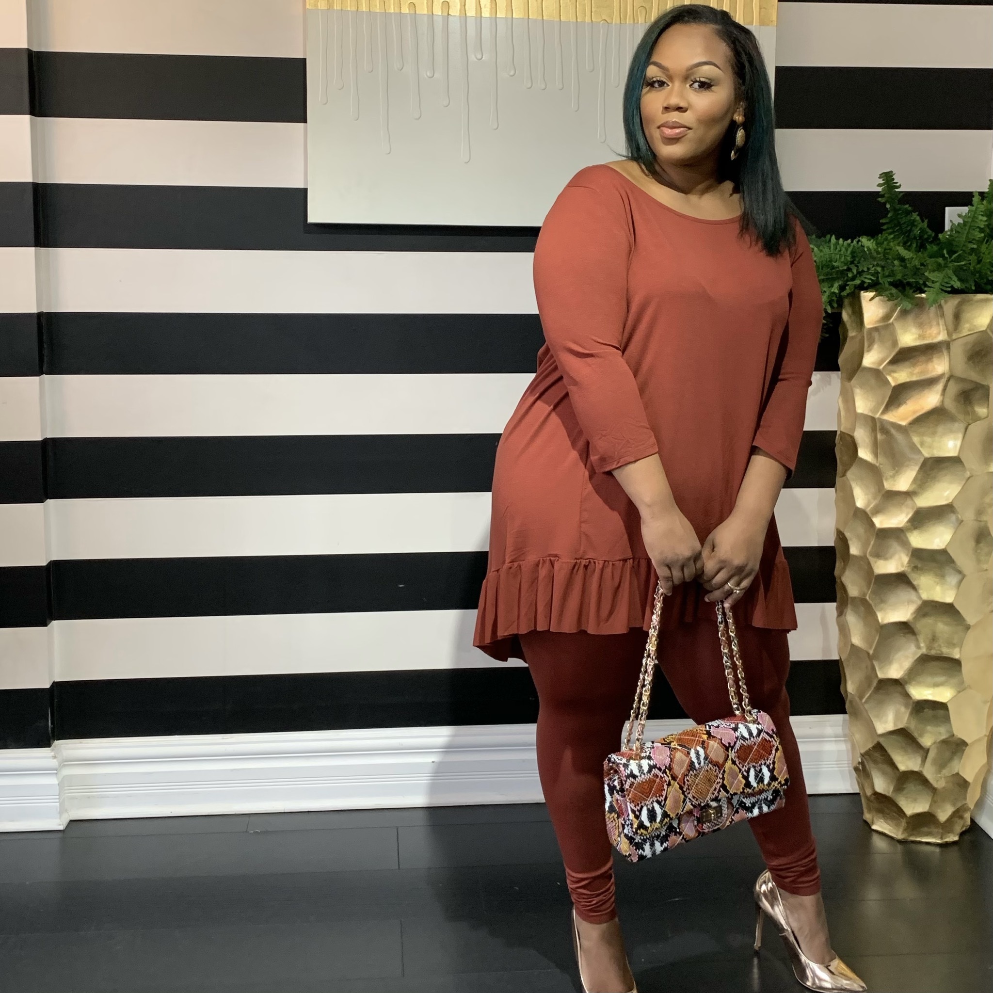 Buttercup Two Piece Set-Curvy-Dark Rust