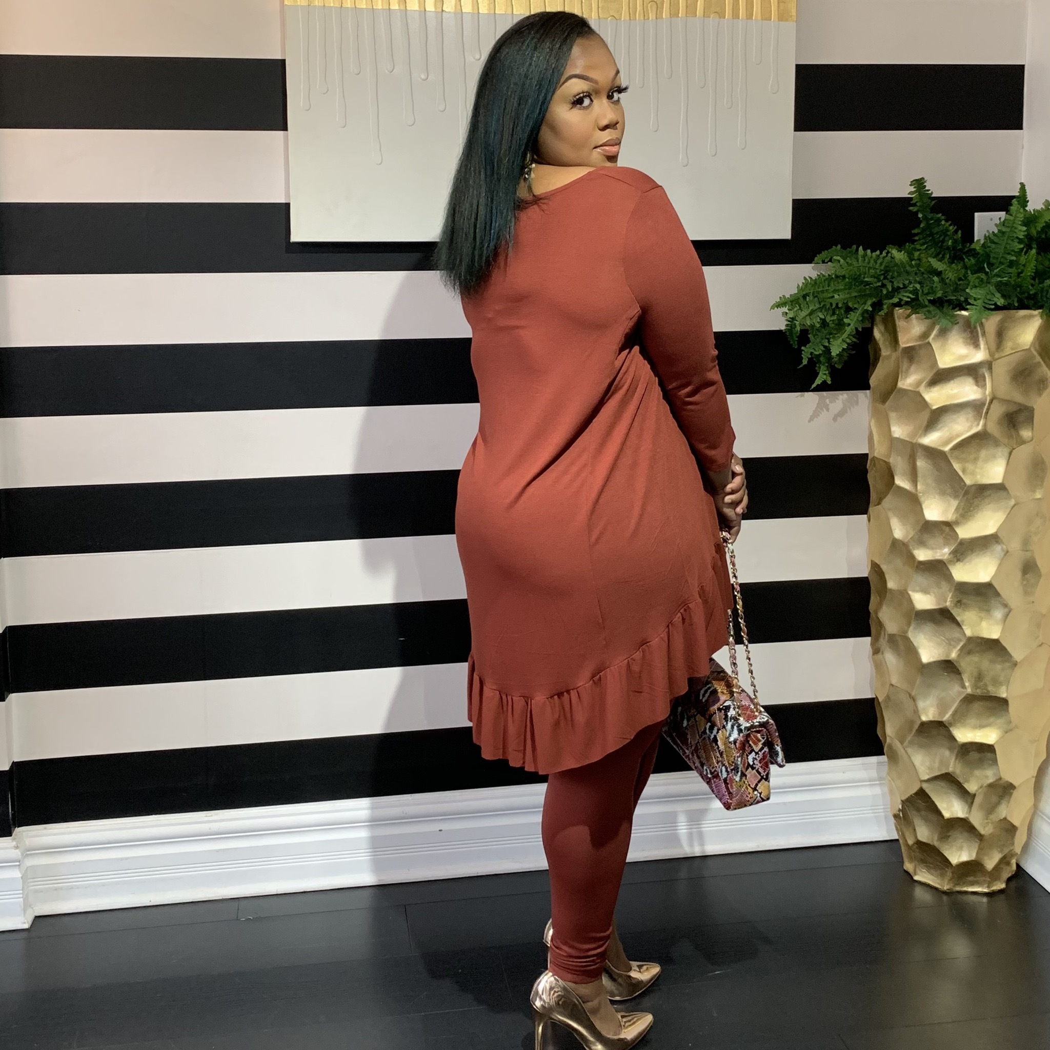 Buttercup Two Piece Set-Curvy-Dark Rust