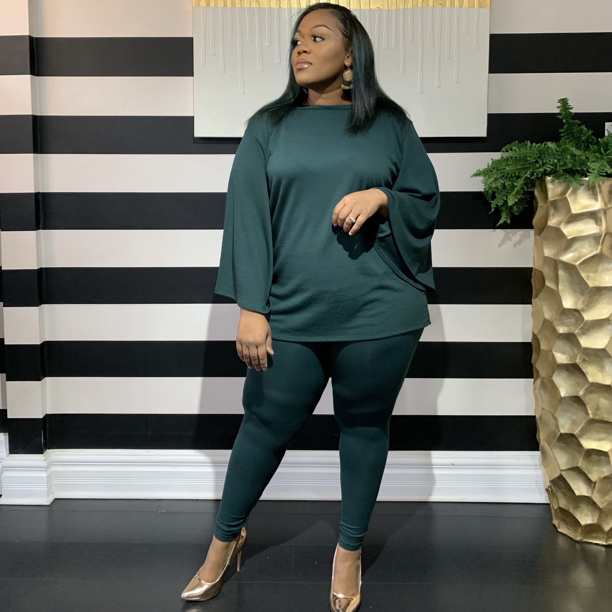 Minx Two Piece Set-Curvy-Hunter Green UP2P943-MINXHUNTERGREEN