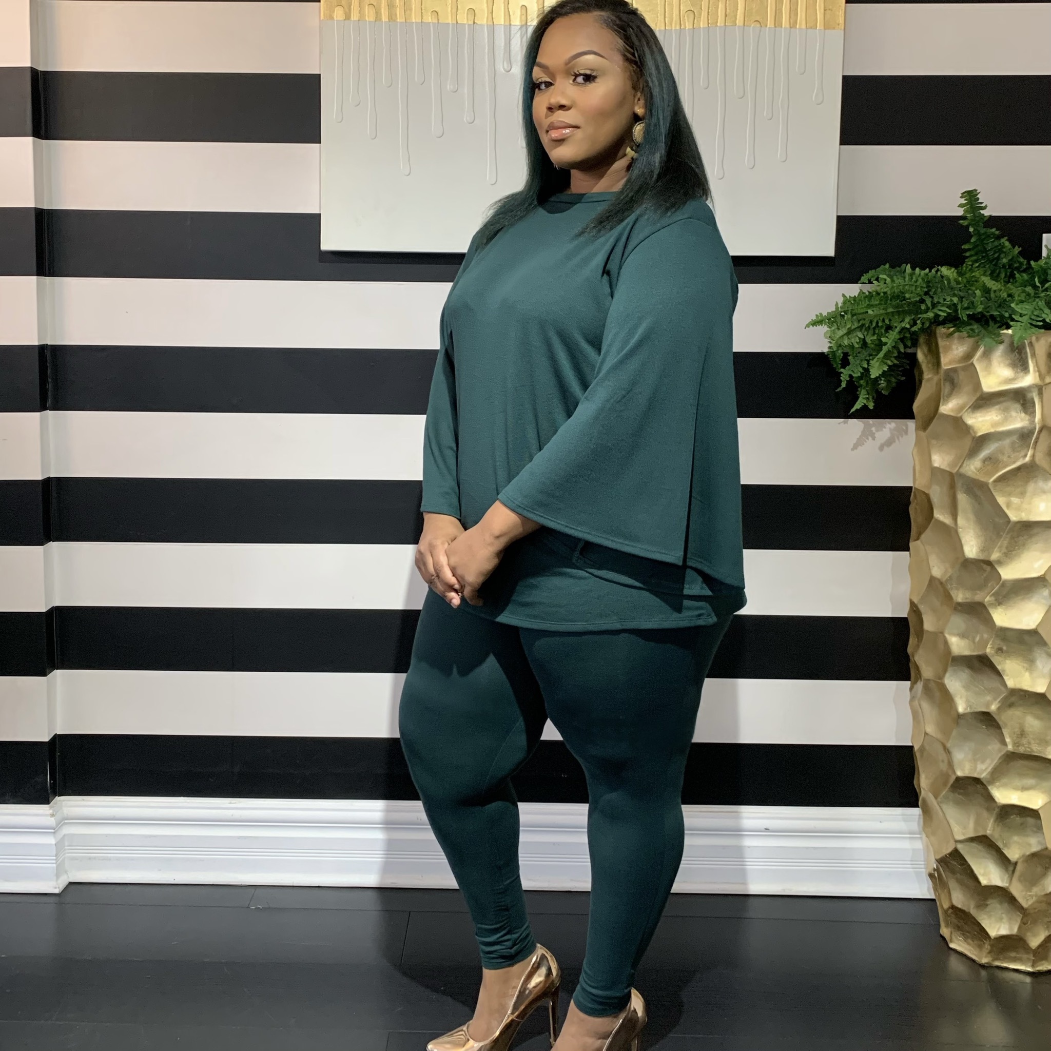 Minx Two Piece Set-Curvy-Hunter Green