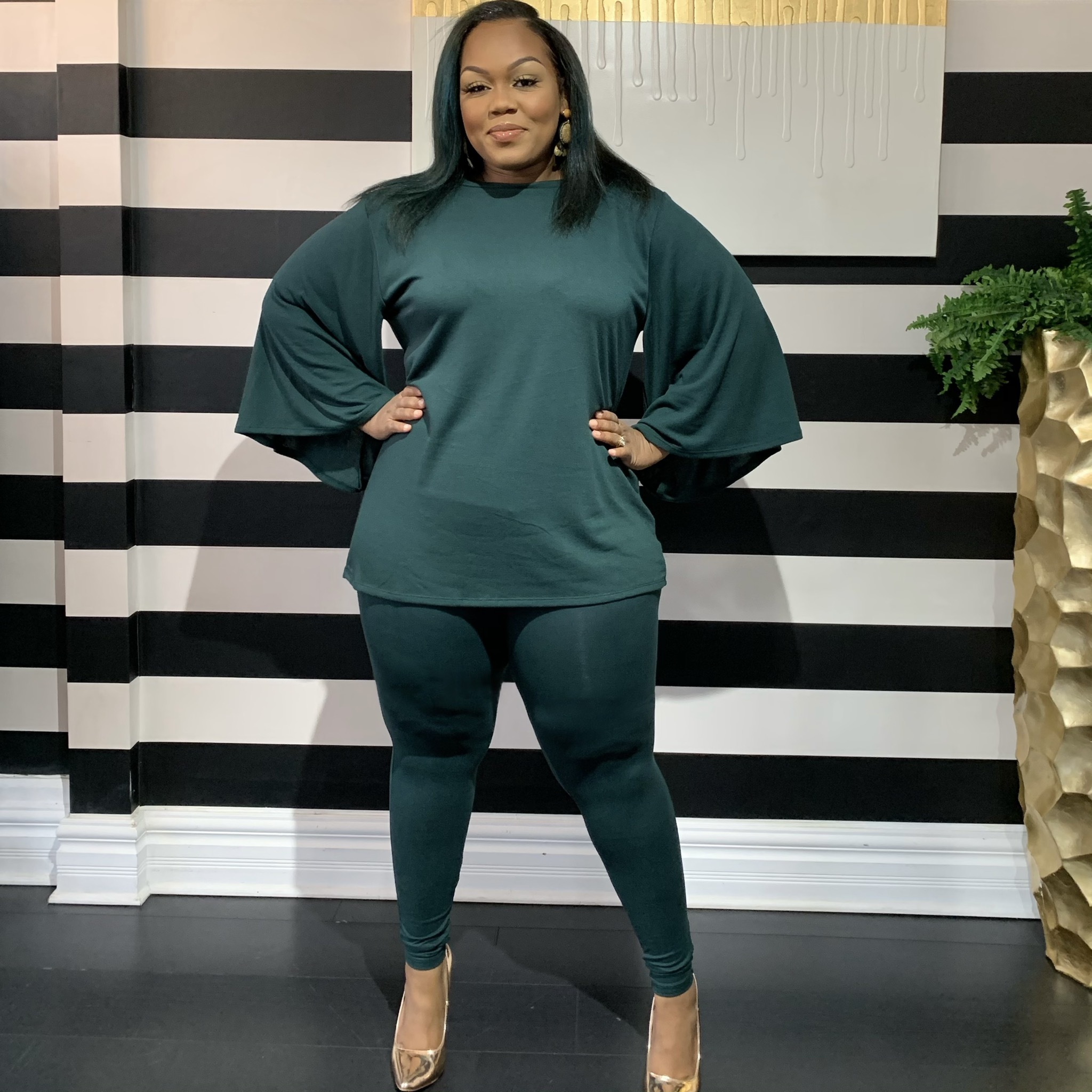 Minx Two Piece Set-Curvy-Hunter Green