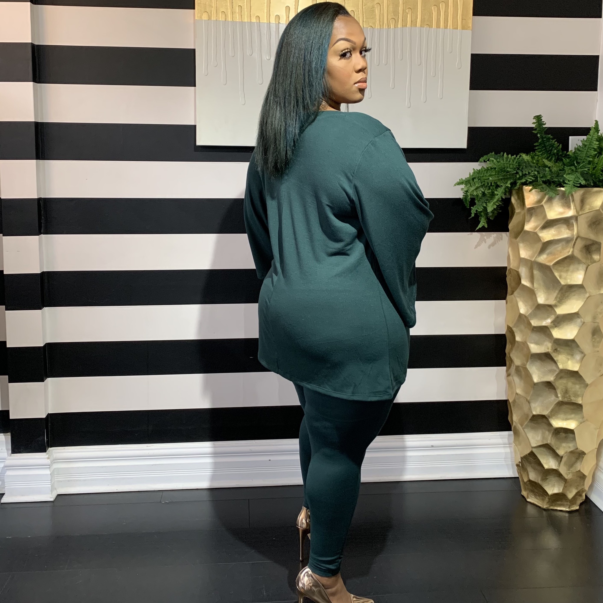 Minx Two Piece Set-Curvy-Hunter Green
