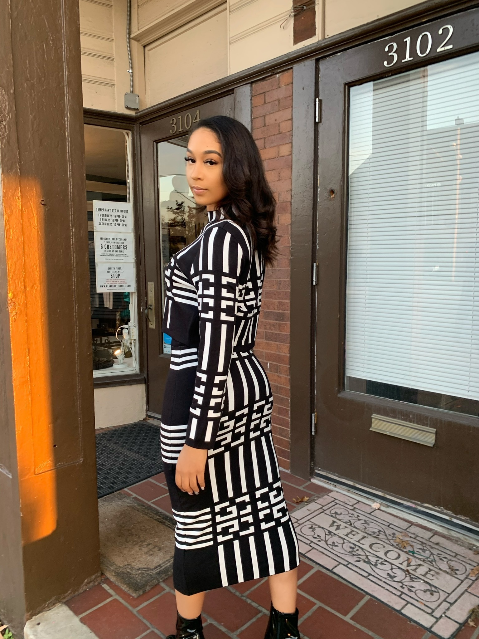Blanc Noir Two Piece Skirt Set-Black/White