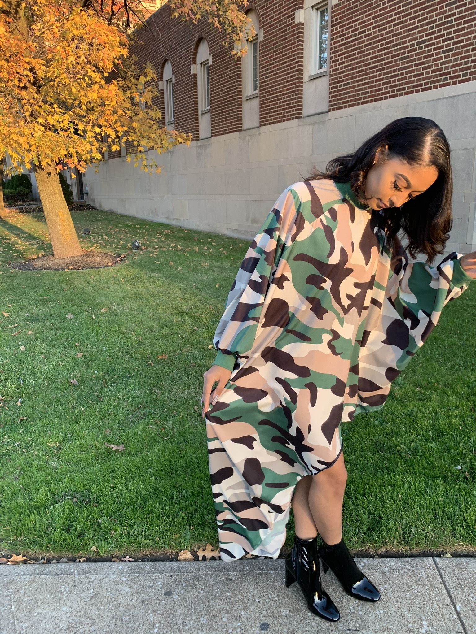 Sassy Soldier Turtleneck High Low Top