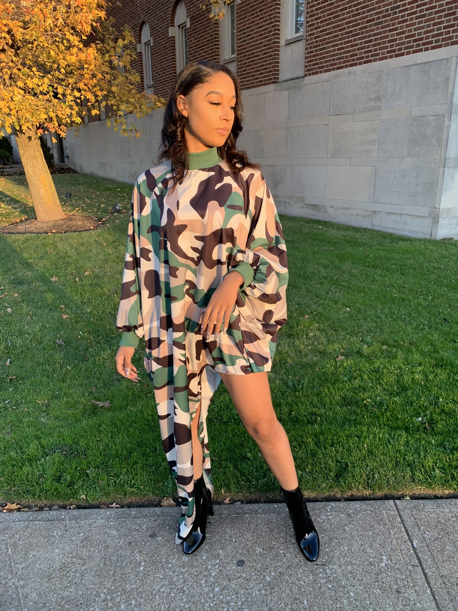 Sassy Soldier Turtleneck High Low Top