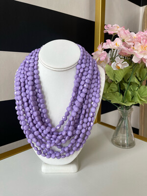 Multi Strand Beaded Necklace-Lilac