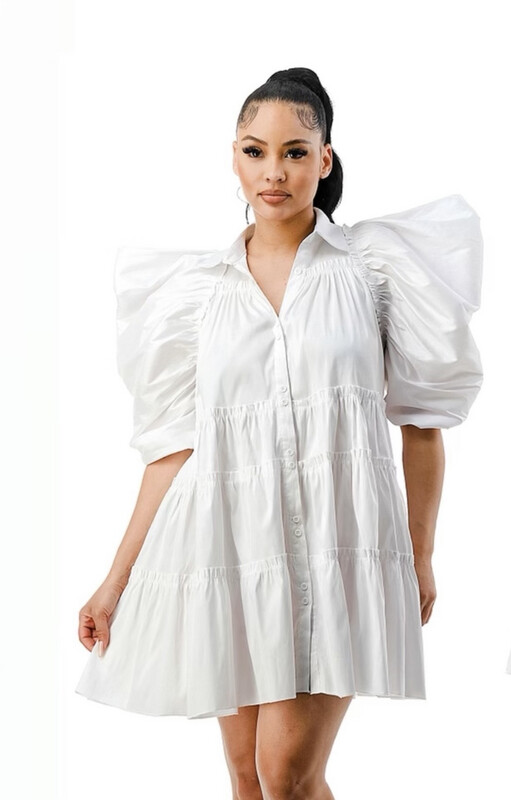 Tea Time Shirt Dress-White