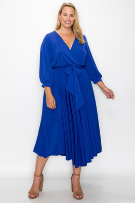 Wrapped Up Swing Dress-Royal Blue