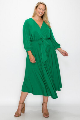 Wrapped Up Swing Dress-Kelly Green