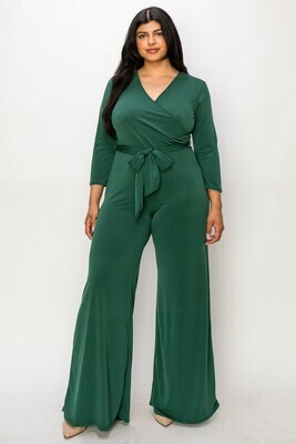 Excuse Me Miss Jumpsuit-Curvy-Hunter Green
