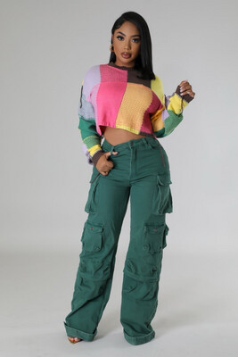 Candy Blocks Cropped Sweater
