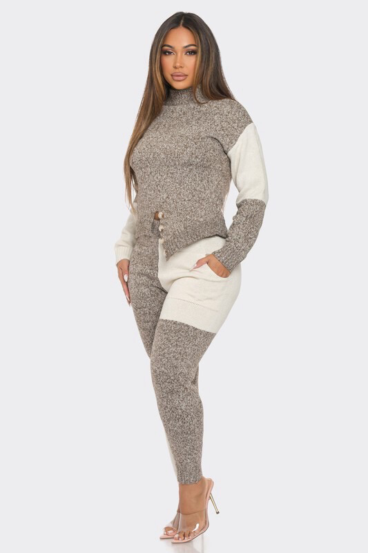 Toasted Two Piece Sweater Set-Mocha