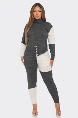 Toasted Two Piece Sweater Set-Charcoal