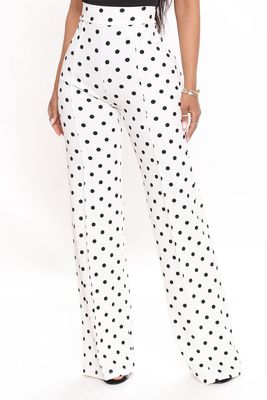 The District High Waist Pants-White Polka Dots