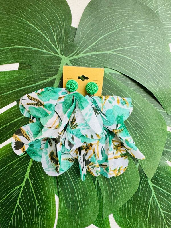 Dangle Earrings-Green Floral