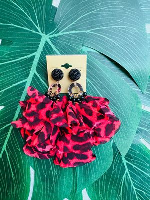 Selena Earrings-Red Cheetah