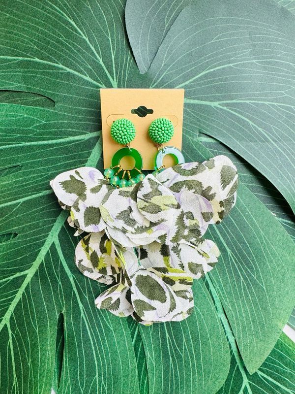 Selena Earrings-Green Cheetah