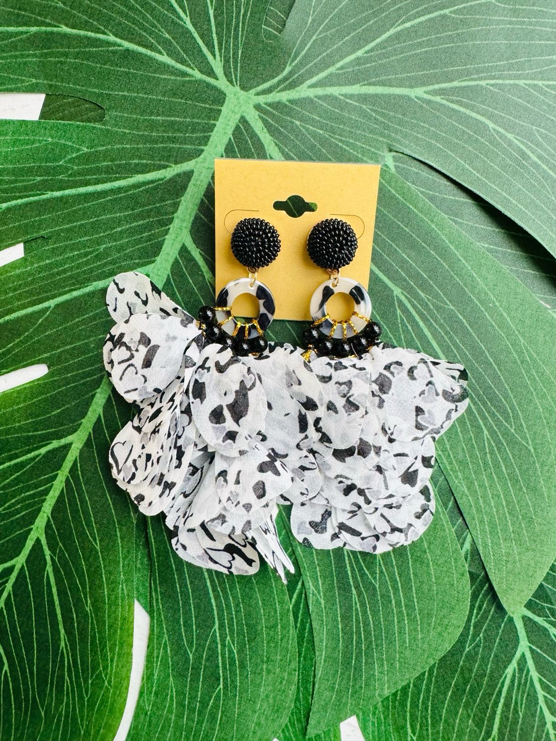 Selena Earrings-B&amp;W Cheetah