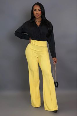 Miss Me Yet High Waist Pants-Yellow