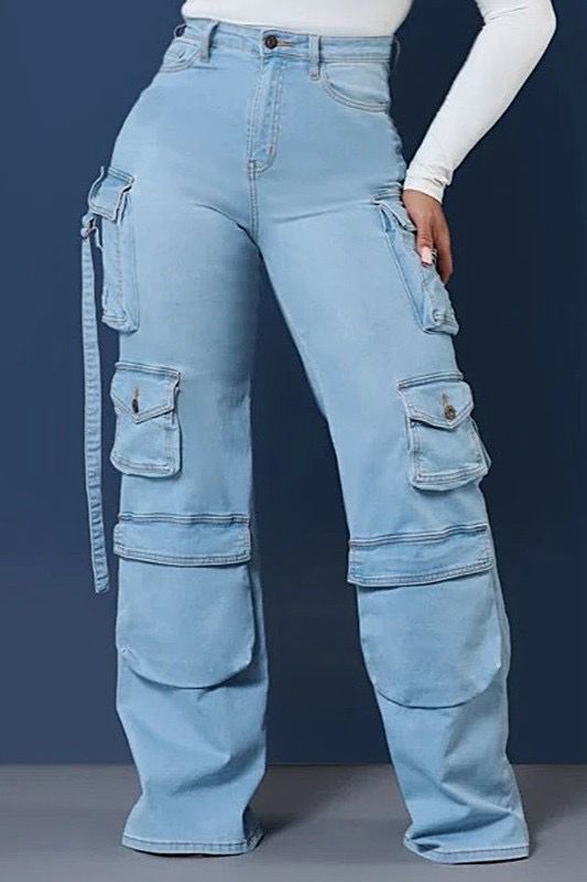 Gina High Waist Cargo Denim