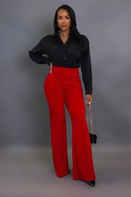 Miss Me Yet High Waist Pants-Red