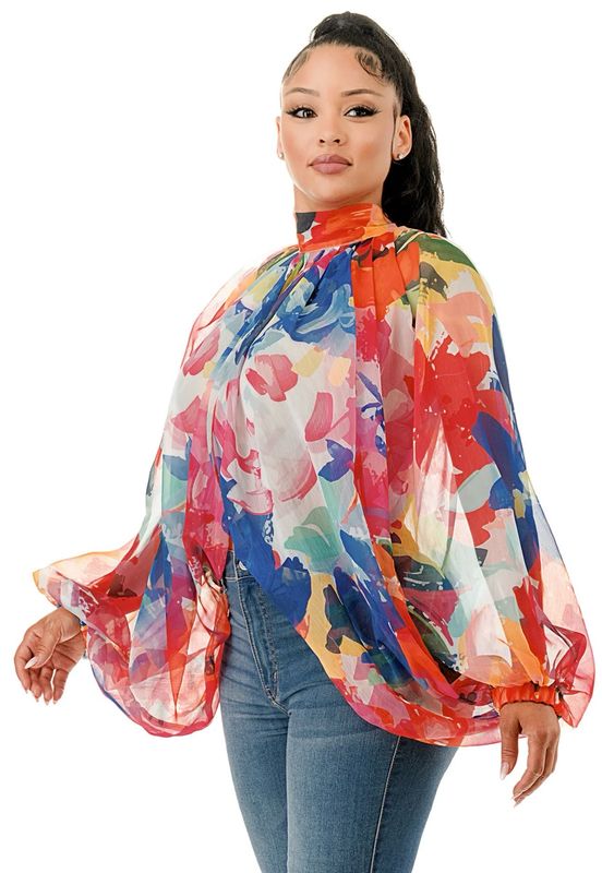 Peak-A-Boo Top-Blue Print