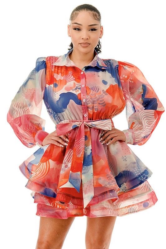 Ms. Sophie Tiered Dress-Pink Print