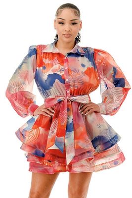 Ms. Sophie Tiered Dress-Pink Print