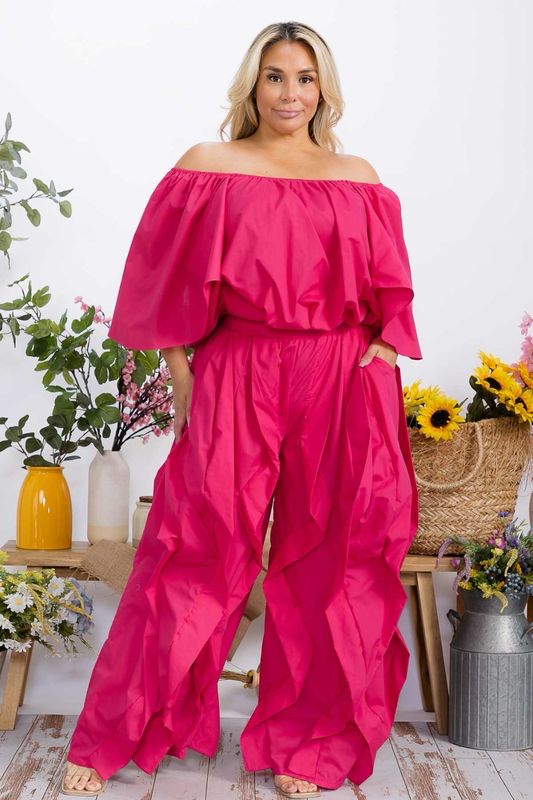 Canary Island Two Piece Set-Fuchsia