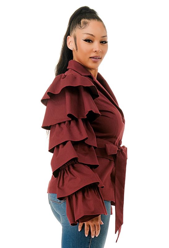 Standing Out Blazer-Dark Red
