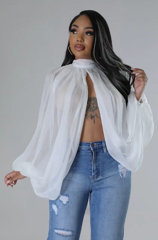 Peak-A-Boo Top-White