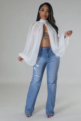 Peak-A-Boo Top-White